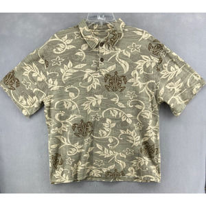 Crazy Shirts Shirt Men’s Sz XL Green Polo Collared‎ Buttons Sea Turtle Floral